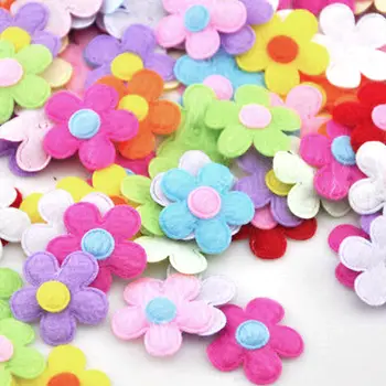 

50PCS 25MM random mix color Padded Felt Flower Appliques Mix Colour