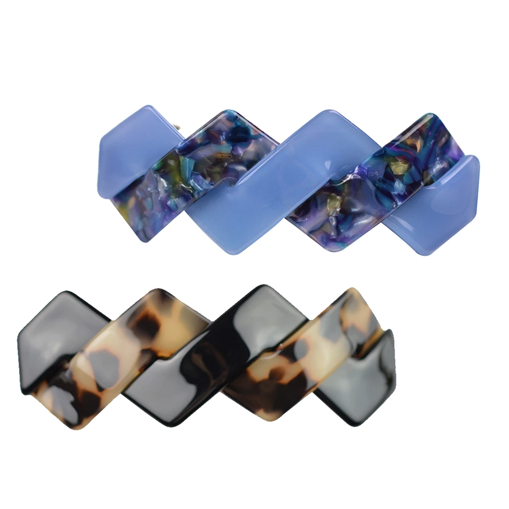 2 Pieces Hair Clip Girl Acrylic Girl For Hair Barrettes Bride Decoration Hair Accessory Hairdressing  Purple and Brown