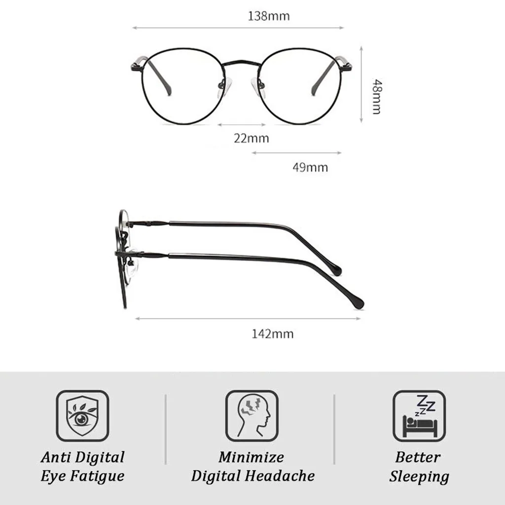 Анти синий свет анти блокирующий фильтр очки Модные женские мужские компьютерные очки ретро металлические прозрачные UV400 очки# p3