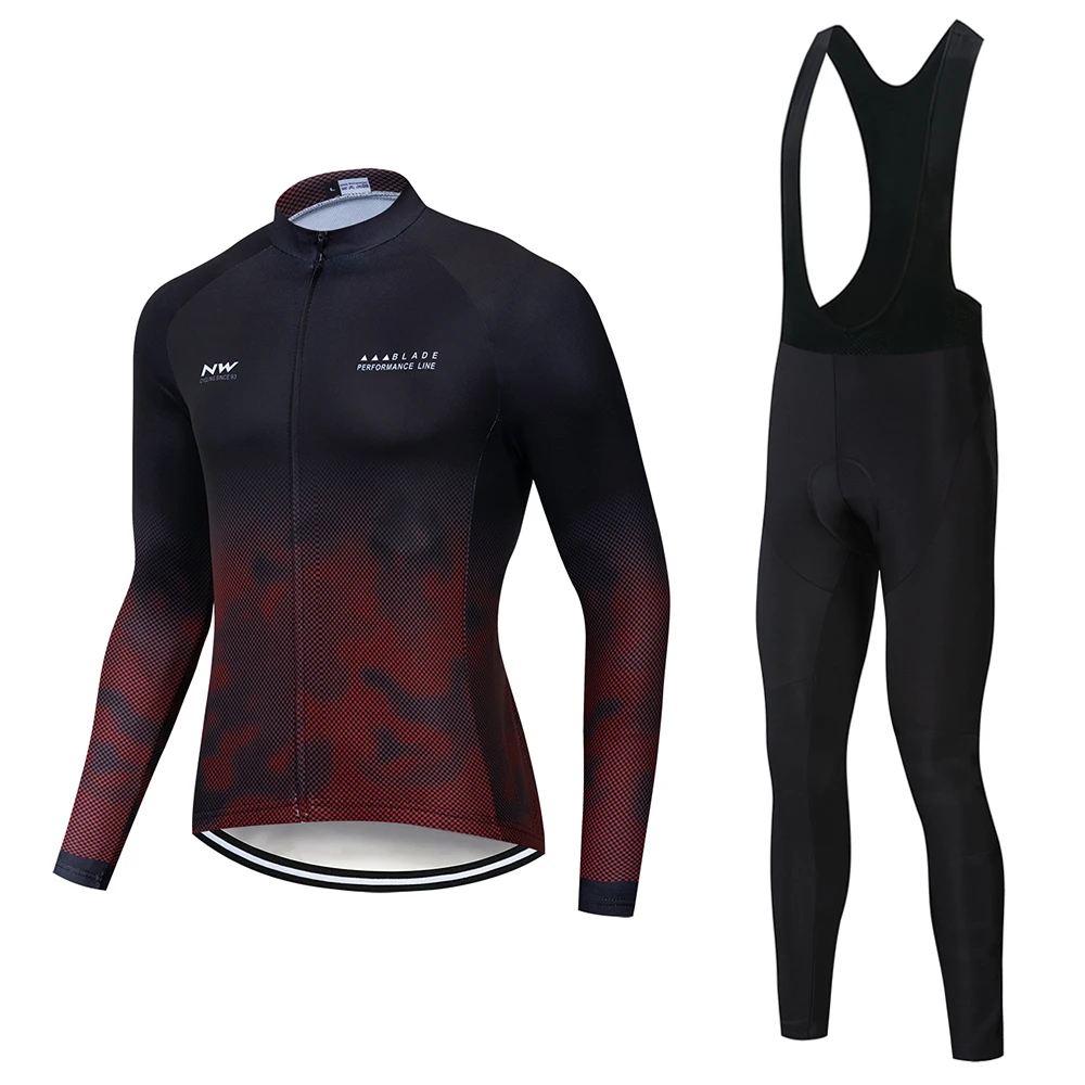 Длинный рукав комплект велосипедной одежды NW Pro team Jersey мужской костюм дышащий Открытый спортивный велосипед MTB Одежда затененный
