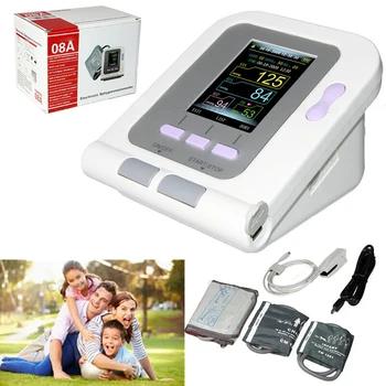 

08A Digital Blood Pressure Monitor OLED Electronic Sphygmomanomete + Infant Pediatric Adult 3 BP Cuffs +Adult SPO2 Probe
