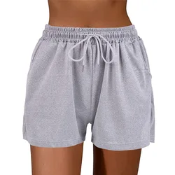 Sólido esportes shorts plus size moda feminina simples solto shorts mulher diário casual emagrecimento shorts senhoras cintura alta verão 2022