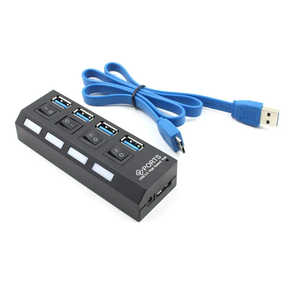 4/7 портов расширитель USB 3,0 концентратор ВКЛ/ВЫКЛ переключатель Мульти USB разветвитель несколько USB с адаптером питания ЕС США высокоскоростной USB3.0 концентратор - Цвет: 4 Ports HUB