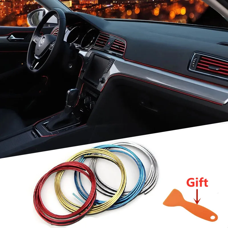 5M Red Car Interior Moulding Trims Line Strips Car Styling Door Dashboard  Air Outlet Decorative Sticker Auto Accessories - AliExpress