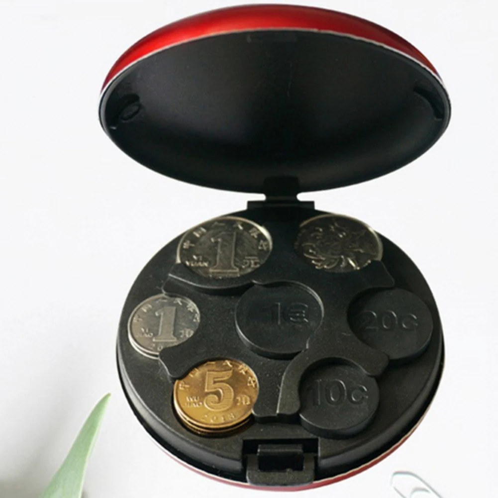 

Case Purse Container Dispenser Wallet Display Coin Box Aluminum Alloy Money Organizer Storage Collection Round Euro Dollar