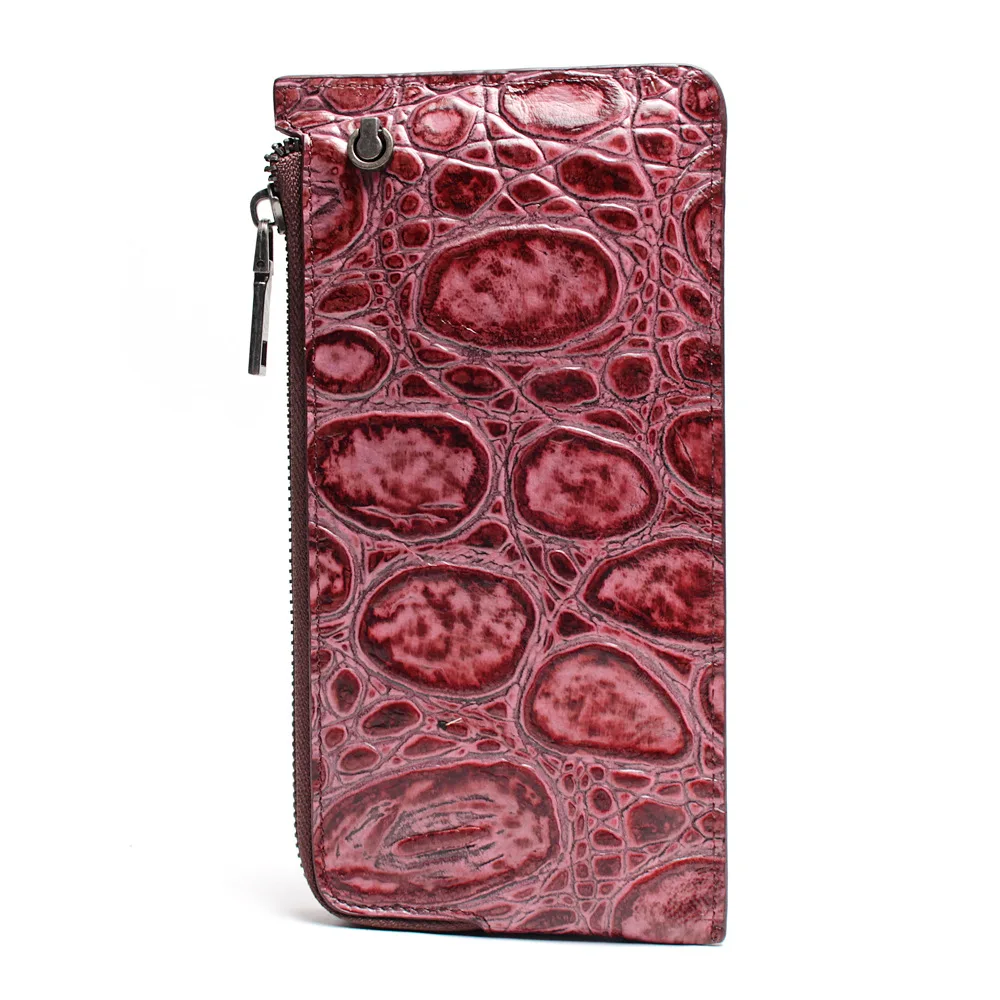 

Tauren Crocodile Pattern Clutch 100% Genuine Leather Women's Phone Wallet Zipper Change