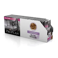 Pro Plan Nutrisavour Delicate пауч для кошек с чувствительным пищеварением с индейкой(кусочки в соусе, 24*85 г