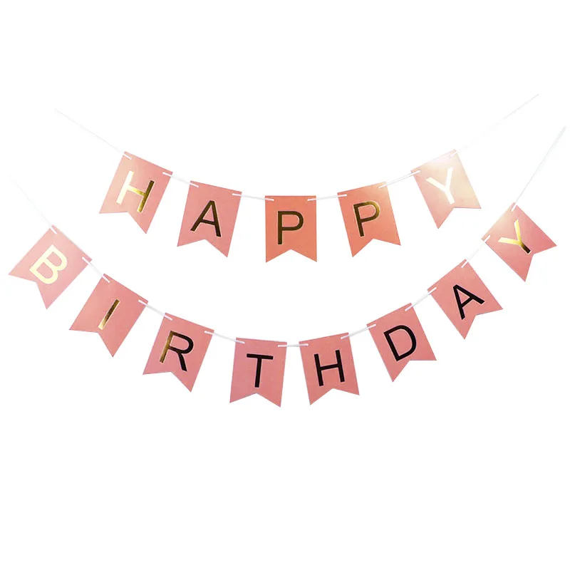 Детский первый день рождения украшения фоторамка баннер один год Bnuting гирлянда 1st торт Топпер детские праздничные принадлежности розовый синий - Цвет: pink happy birthday