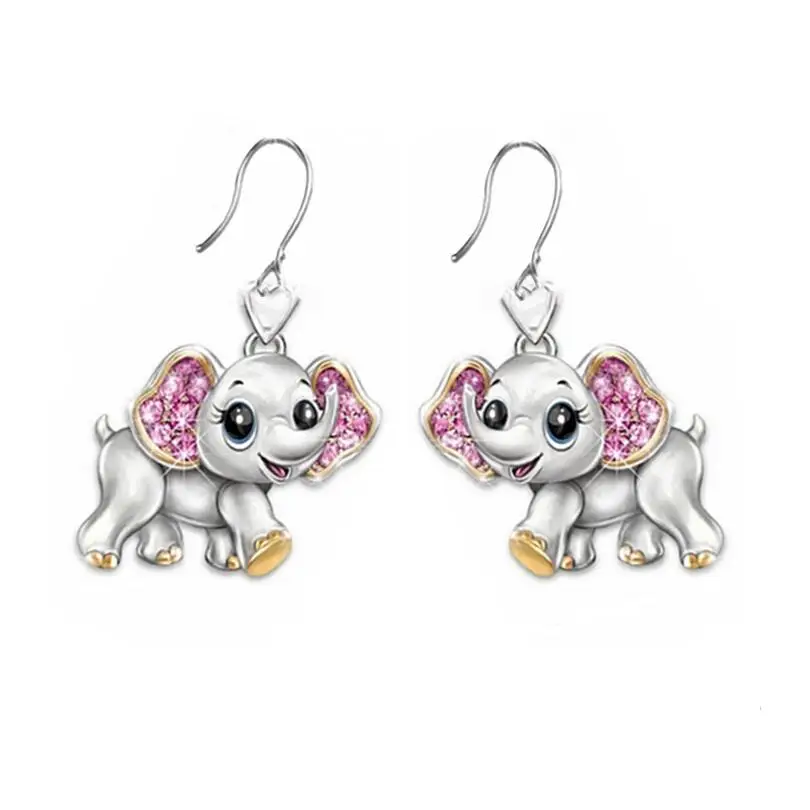 elephant earring Мода милый слон сова пчела ожерелье с божьей коровкой серьги начальный Сердце ожерелье символизирует любовь удачу письмо пара ювелирных изделий - Окраска металла: elephant earring