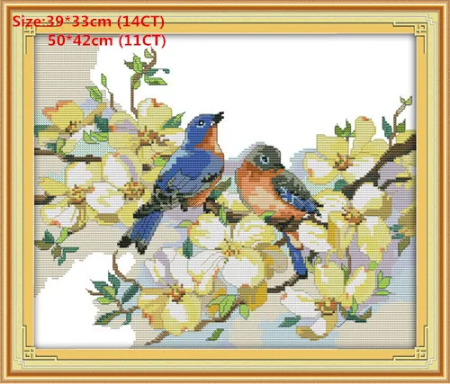 Осенние птицы китайский Счетный крест наборы узоров Вышивка крестом ...
