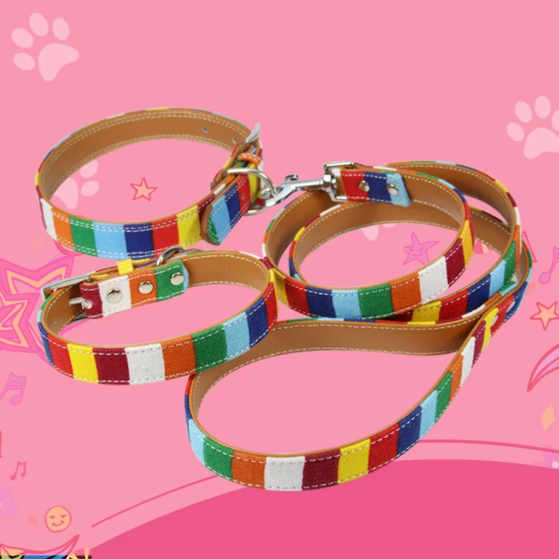 KATEPET New Pet Supplies Colorful PU Canvas with Alloy Buckle Dog Collars Matching with Traction