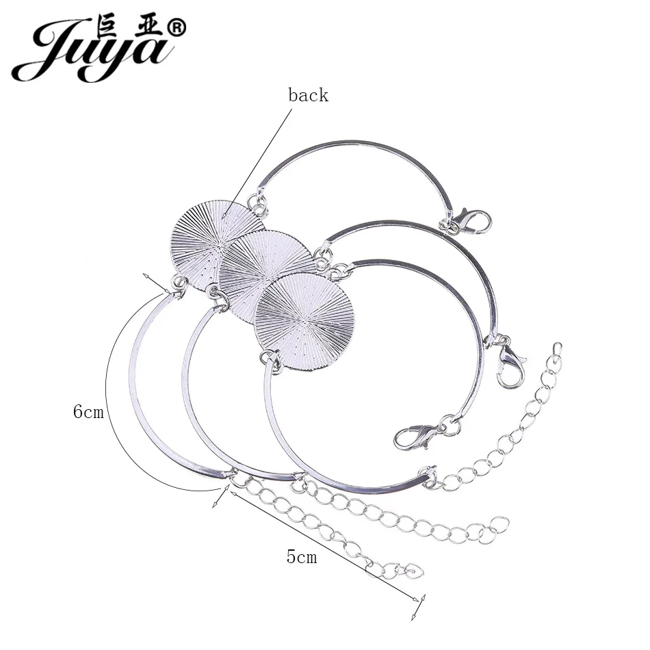 4pcs/lot Cabochon Base Bangle Settings Bracelet Blank Trays For Women DIY Jewelry Making Findings jewellery pulseras Crafts
