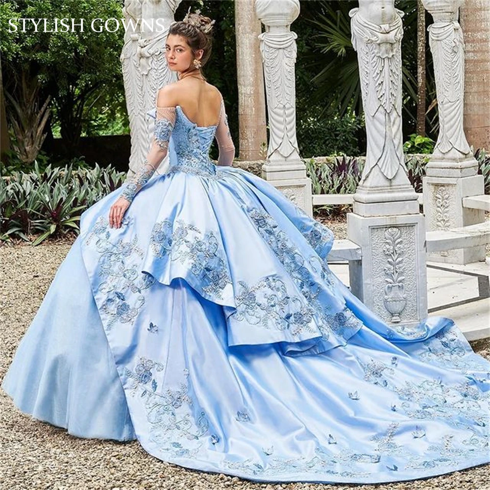 Dreamy Princess Silver-Gray Off-Shoulder Sequined Tulle Ball Gown Evening Dress Sweet 16 Dress cc5064 main image 0