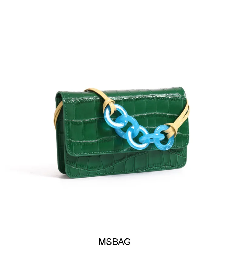 

2020 Nice Resin Chain Small Crossbody Bag Crocodile Leather Bags Women Genuine Leather Sling Bags for Women Cross Body Bags