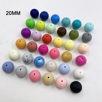 

New Arrival 20MM 50PCS/lot DIY Silicone Teething Necklace beads Food grade silicone Jewellery Round beads Free shipping