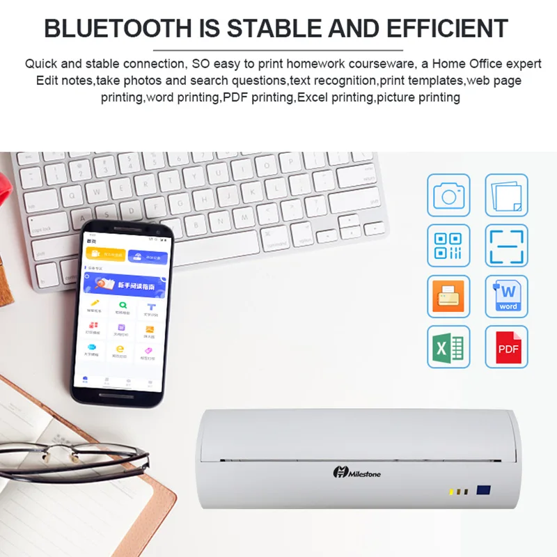 Портативный мини принтер портативный для бумаги А4 Bluetooth фотопринтер мобильный