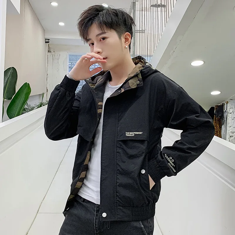 

2019 Spring New Style MEN'S Jacket Korean-style Trend Hooded Teenager Handsome MEN'S Coat Casual Popular Brand