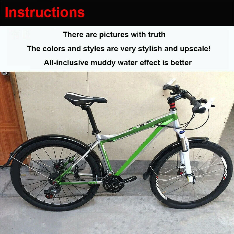 

2pcs Fenders Full Length Plastic MTB/Folding Bike Mudguard Set High Strength Fenders BHD2