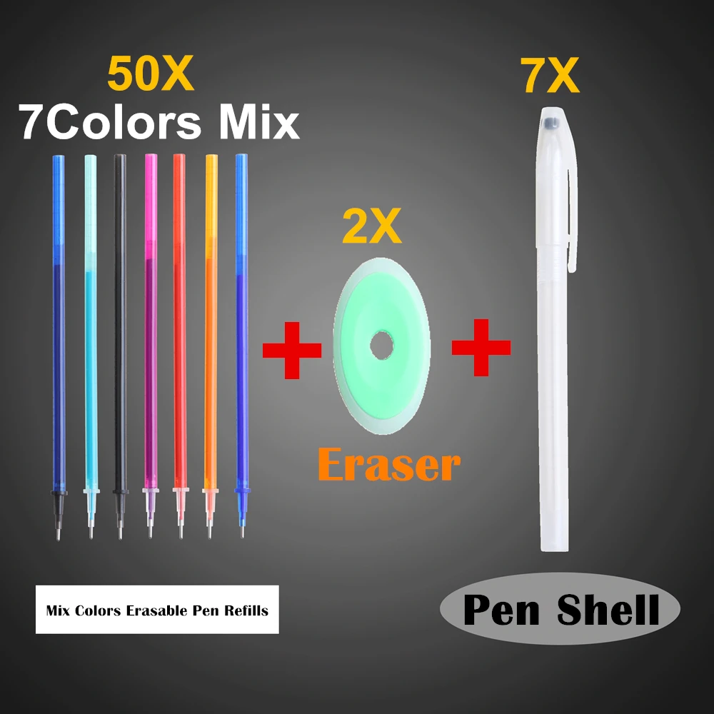 59PCS Mix Colors 59 шт стираемая ручка, набор для заправки, ручка в виде ракушки, моющаяся ручка, 0,5 мм, синие чернила, шариковая ручка, стирающиеся ручки, стержень для заправки, для школы, офиса - Цвет: 59PCS Mix Colors