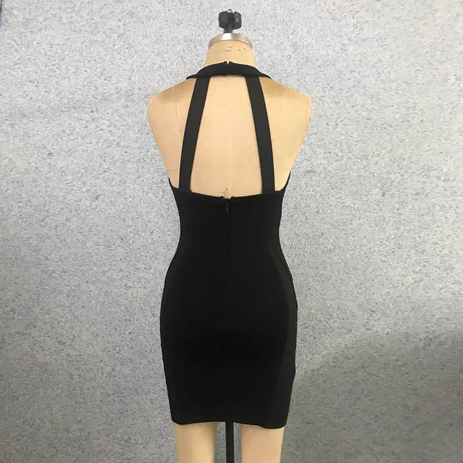 Liser New Summer Women Dress Halter Neck Mini Black Bandage Dress Sexy Bodycon Elegant Club Celebrity Party Dresses Vestido