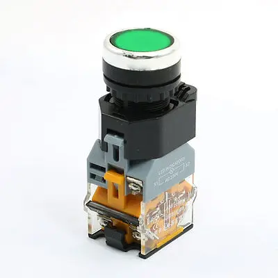 

Round Green Cap 4P Terminal DPST Momentary Push Button Switch AC 220V