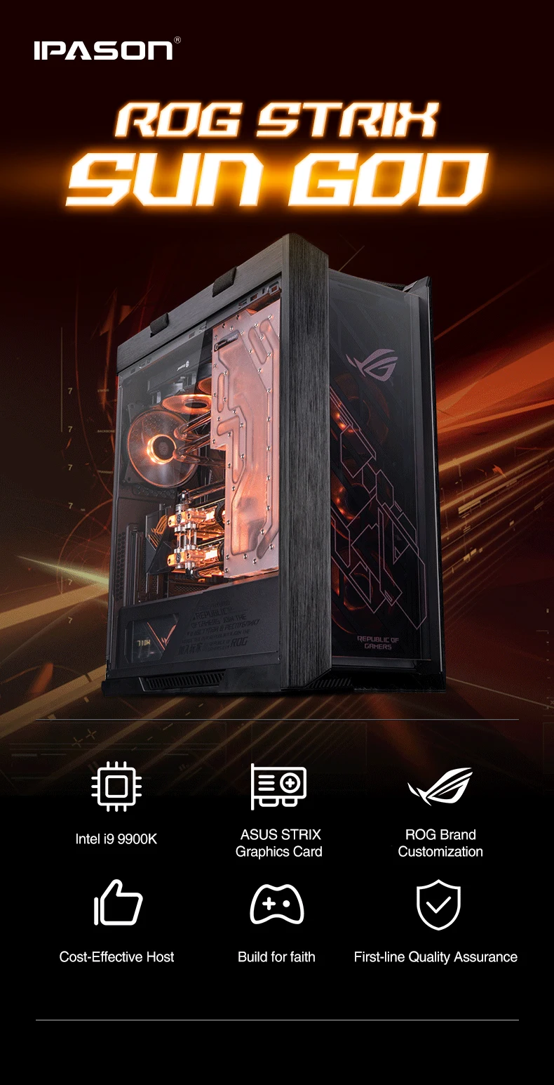 IPASON i9 9900 K/1 T M.2 NVME/32G DDR4 ram/RTX2080TI ASUS ROG компьютер с водяным охлаждением VR сборочная машина с высококачественным настольным ПК