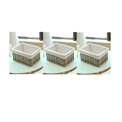 Pack of 3 gray Набор из 3 ручной работы плетеный кухонные корзины для хранения для полок с тканой линией домашнего хранения ящики декоративные корзины - Цвет: Pack of 3 gray