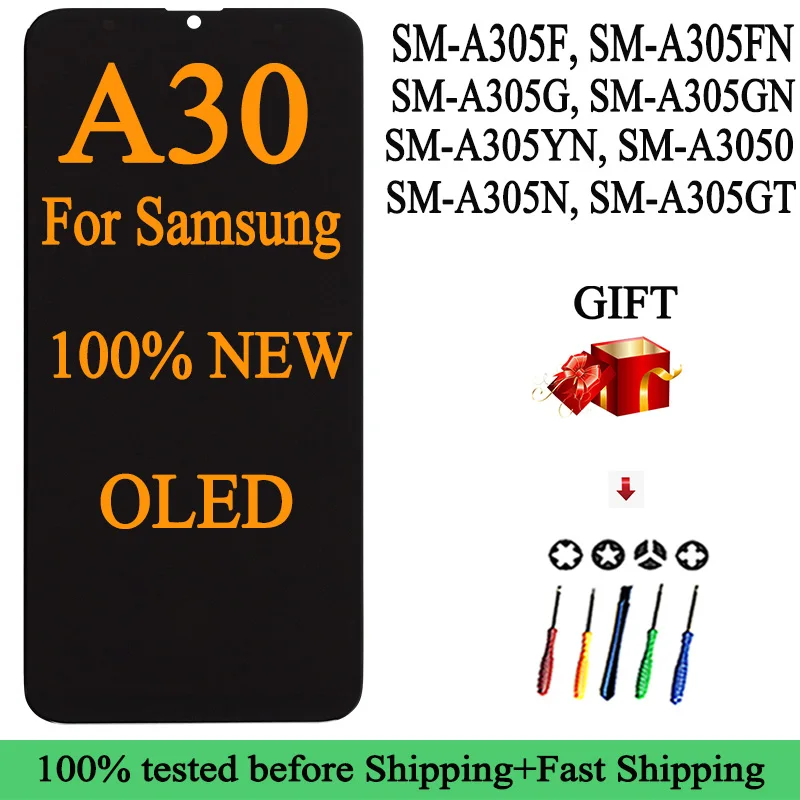 100% новый SM-A305F/G/GN/YN/N/GT оптом AMOLED для Samsung Galaxy A30 ЖК-дисплей сенсорный экран