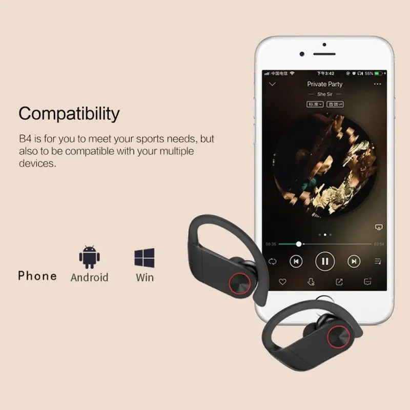 Mr NEW Длинные TWS Bluetooth V5.0 наушники ушные крючки Беспроводная Спортивная гарнитура с шумоподавлением светодиодный дисплей