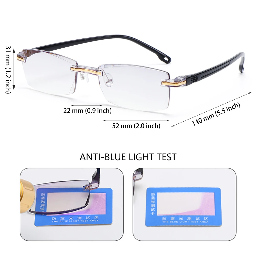 1 PC 1.0 To 3.0 Degree Presbyopia Glasses Unisex Ultralight Rimless Reading Glasses Anti Blue Light Radiation Readers Eyeglasses blue light reading glasses