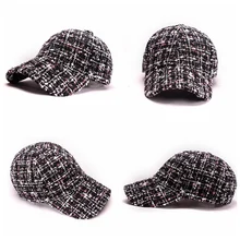 Мужская и Женская шерстяная шапка зимняя клетчатая Ретро бейсболка Беговая шапка для улицы занятий спортом и спортзала теплая утолщенная бейсболка