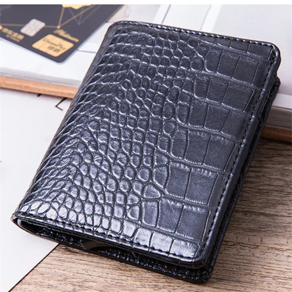 BISI GORO PU кожаный RFID Модный чехол для карт алюминиевая коробка Высококачественный многофункциональный бумажник для визиток открытка-раскладушка держатель - Цвет: Eyu Black X-54