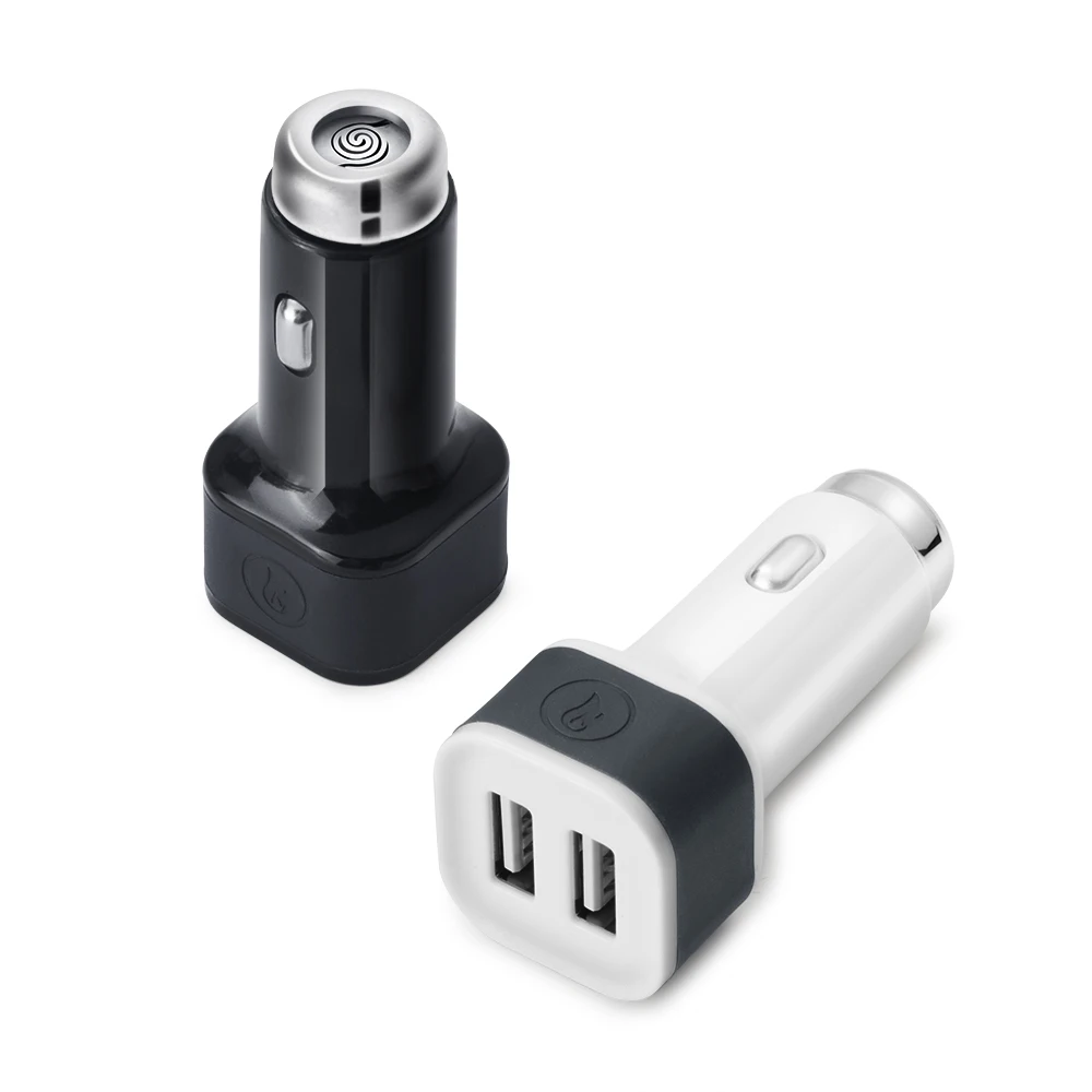 Двойное автомобильное зарядное устройство USB, быстрая зарядка, универсальное зарядное устройство для мобильного телефона с перезаряжаемой Беспламенной зажигалкой