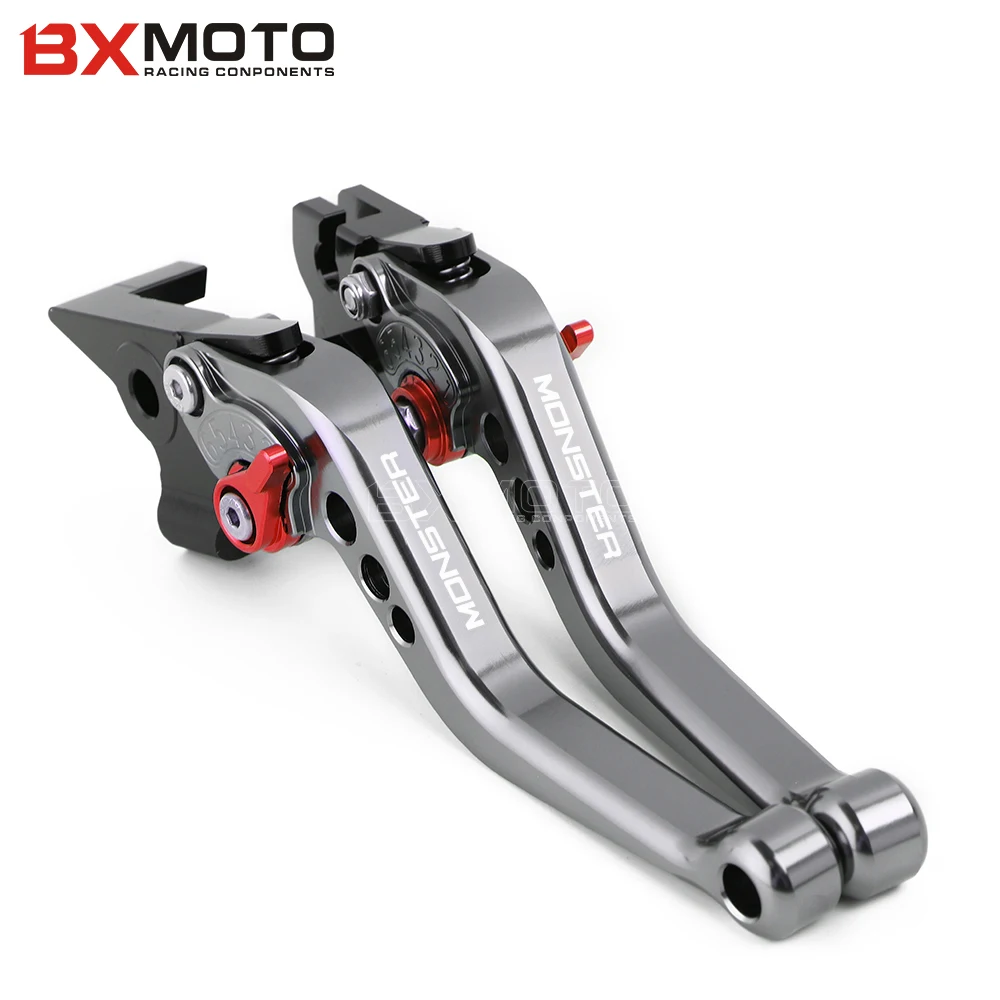 С логотипом Монстр тормоза мотоцикла для поездок на мотоцикле DUCATI MONSTER 696 796 695 620 400 ЧПУ Короткие Регулируемые сцепные рычаги