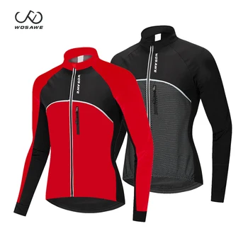 

WOSAWE Winter Cycling Jacket Thermal Fleece Warm Up Bicycle Clothing Windproof Waterproof Soft shell Coat MTB Bike Jersey
