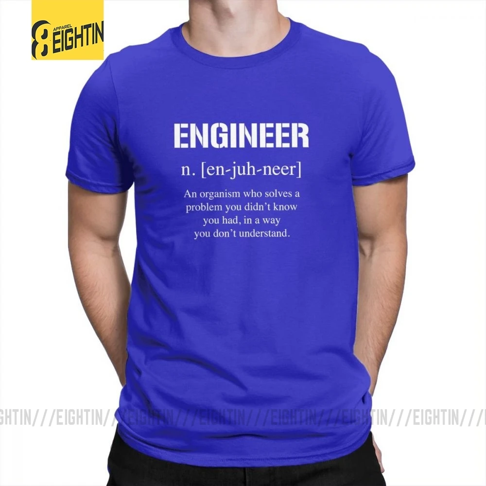 Футболки с надписью «Engineer Charm», мужские футболки с круглым вырезом и коротким рукавом, Забавные футболки из хлопка размера плюс для отдыха - Цвет: Синий