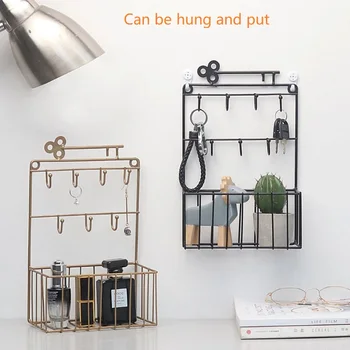 

Iron Hanging Metal Necklace Jewelry Holder Multiple Wall Decoration Keys Hooks Hangers Home Office Door Behind Kitchen Organizer