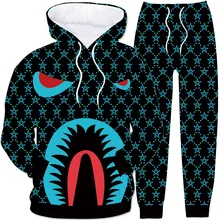 Fall Winter Hot Sale Men Clothing Men Sets Printing Hoodie Set Fleece Zipper Hooded Sweatshirt + Trousers Casual Mens Tracksuits