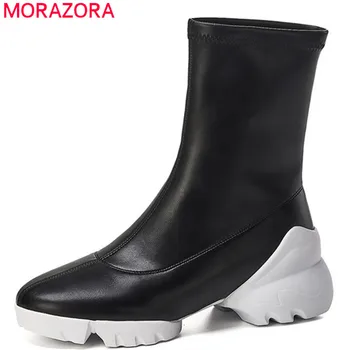 

MORAZORA 2020 new arrival flat platform shoes women ankle boots autumn comfortable fashion casual shoes ladies black