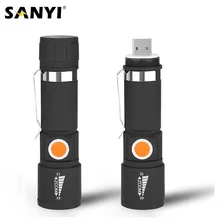 3 режима светодиодный тактический фонарик Регулируемый фокус факел хвост usb зарядка рабочий свет карманный зажим ручной светильник встроенный аккумулятор
