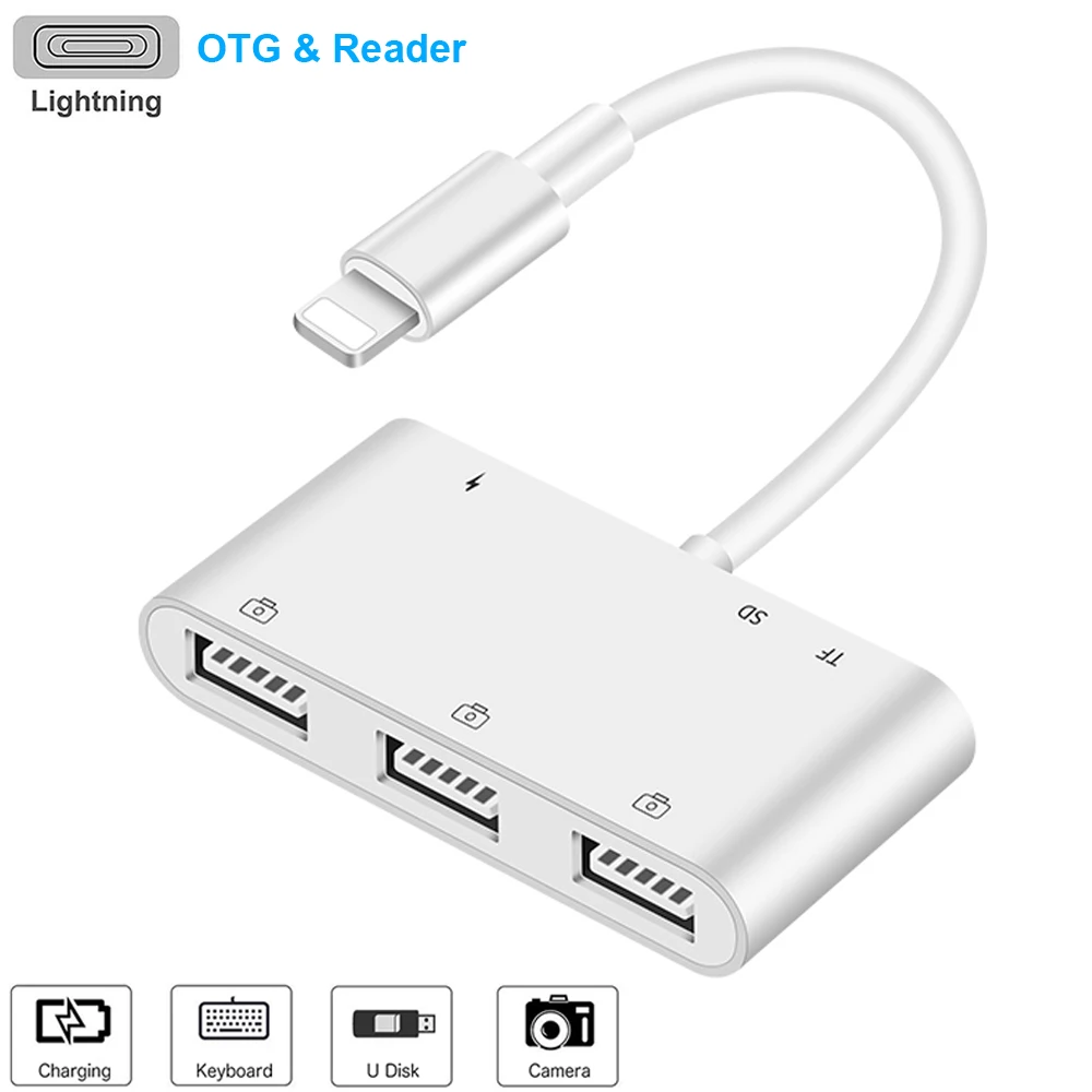 Адаптер Lightning для 3 USB OTG 6 в 1 зарядное устройство камеры флеш накопитель SD/TF