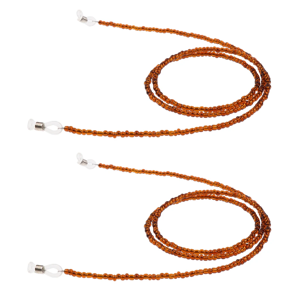 Коричневый 2 шт., цепочка для очков с бусинами, держатель для очков, шнурок, ожерелье, фиксатор для очков - Цвет: Коричневый