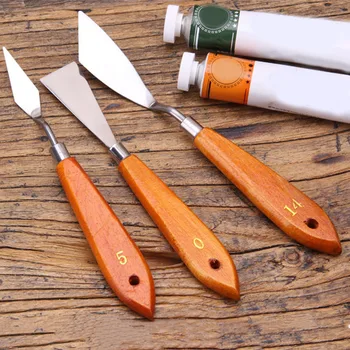 

3pcs Mixed Teaching Activity Spatula Shovel Painting Scraper Set For Artist Stainless Steel Art Tools Reusable Palette School