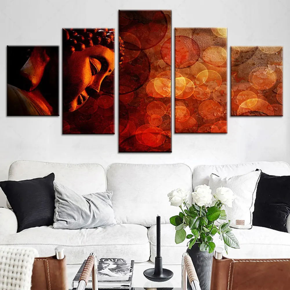 

Artsailing Modern Canvas Wall Art 5 Pieces Religion Buddha Candle Pictures HD Printed Paintings Poster For Living Room Artwork