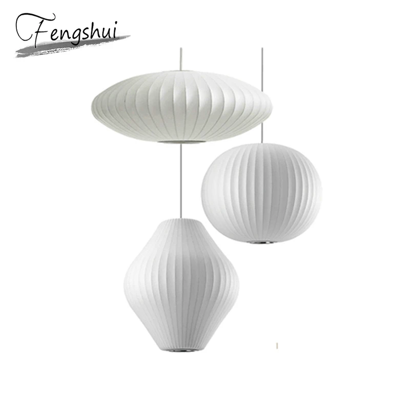 

Nordic LED Silk Pendant Light Lighting Staircase Danish Dining Clothing Pendant Lamp Lantern Lampshade Restaurant Tatami Lustre