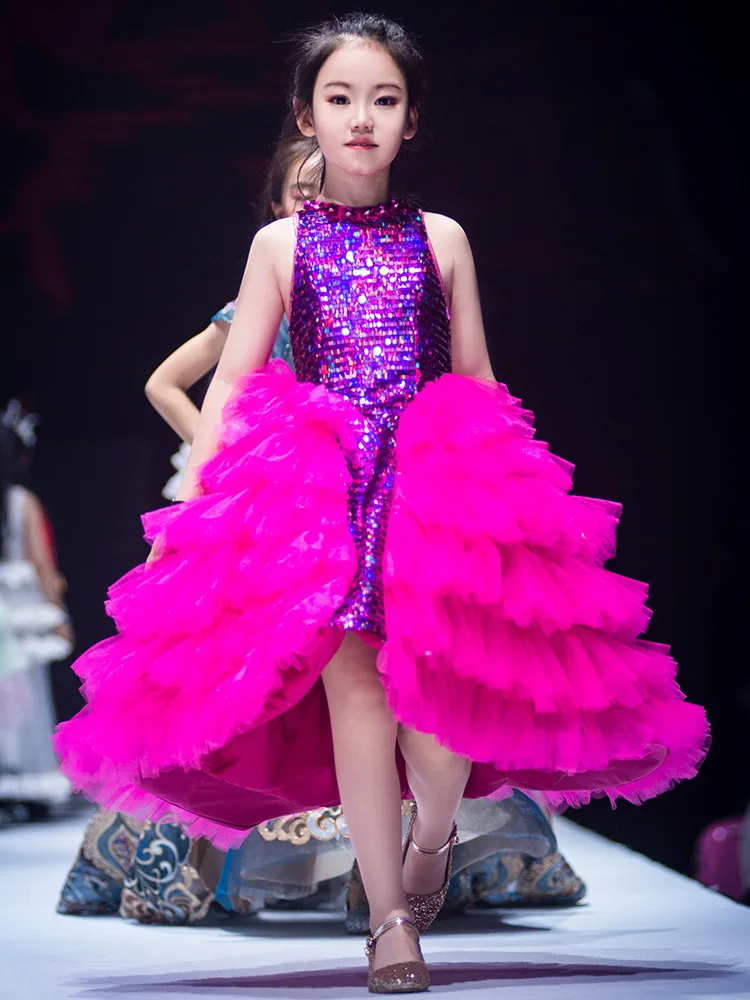 Mingli Tengda Rose Red Flower Girl Princess Dress Excellent Blingbling Child Ball Gown Sexy Children Images Communion Dresses | Свадьбы и
