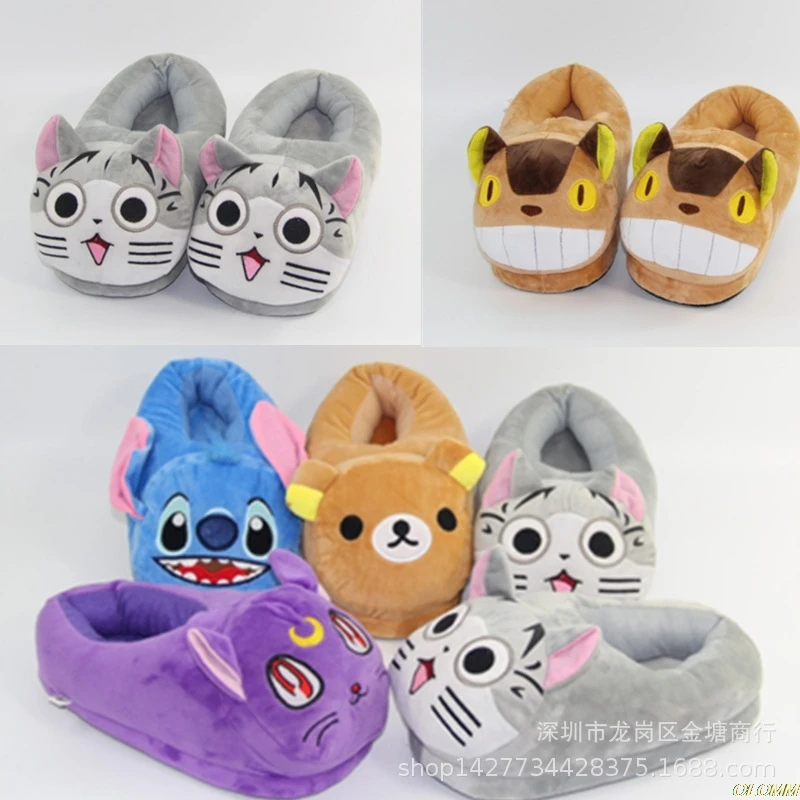 Прямая поставка; милые женские/мужские домашние тапочки с рисунком кота Тоторо; домашние тапочки на плоской подошве; теплая зимняя обувь