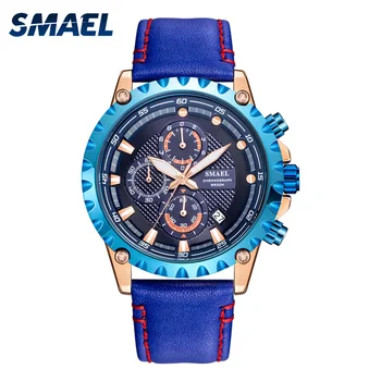 

SMAEL Quartz Watch Men leather Band Clocks Waterproof Relogio masculino 9105 Mens Business Watches Fashion Brand Clock Men Watch