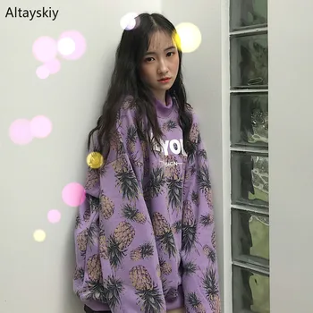 

Hoodies Women 2020 Plus Velvet Leisure Letter Printed Long-sleeve Loose Sweatshirts Womens Kawaii All-match Korean Style Chic