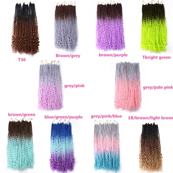 

Hywamply 22" 12strands Goddess Messy Box Braids Synthetic Braiding Hair Extensions Ombre Boho Box Braid Grey Pink Crochet Hair